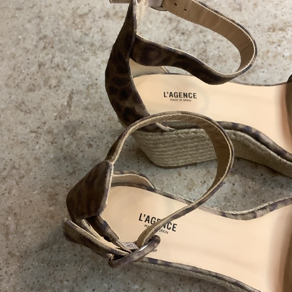 NWOT L’AGENCE Elysee Cheetah-Print Suede Espadrille Wedge Sandals Size 8.5 - Picture 8 of 11